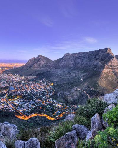 Cape Town aerial view at the dusk