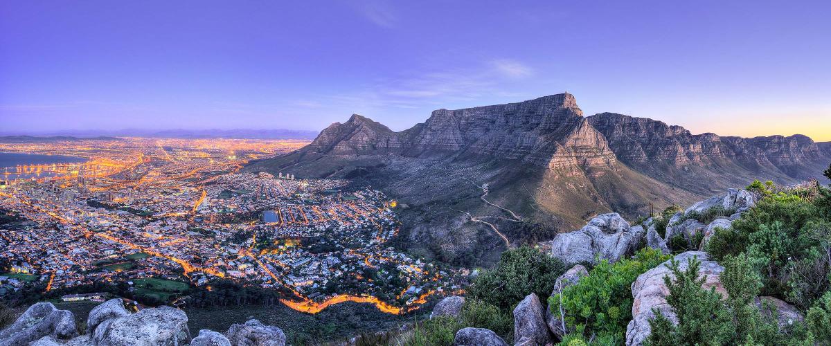 Cape Town aerial view at the dusk